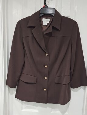 Women's Chocolate Brown Lined Blazer Jacket